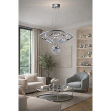 Kafkas Modern Krom LED Sarkıt Avize – Kristal Küre Detaylı Tasarım