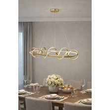 Kafkas Wave Mat Gold Lineer LED Avize – Modern Yemek Masası & Ada Üstü