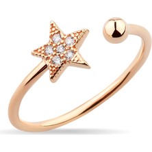 Kuyumcudükkanı Kuyumcudukkani Taşlı Yıldız Free Size YÜZÜK-10371-R-W