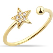 Kuyumcudükkanı Kuyumcudukkani Taşlı Yıldız Free Size YÜZÜK-10371-G-W