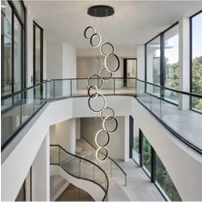 Kafkas Avize “ınfinity Drop” Galeri Boşluğu LED Sarkıt Avize – Siyah Modern Tasarım