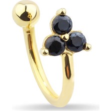 Kuyumcudükkanı Kuyumcudukkani 3 Siyah Taşlı Trend "ear CUFF"KÜPE-30056-G-BLK