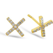 Kuyumcudükkanı Kuyumcudukkani Beyaz Zirkon Taşlı"x"trend KÜPE-30085-G-W