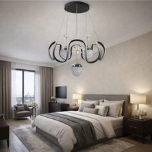 Kafkas Noir Butterfly Siyah Avize – 3 Kristal Küre Modern Tasarım