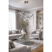 Kafkas Modern Krom LED Sarkıt Avize – Kristal Halka Detaylı Tasarım
