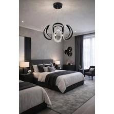 Kafkas 4kollu Dron Siyah Halkalı LED Avize