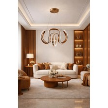 Kafkas 4kollu Dron Tarçın Halkalı LED Avize