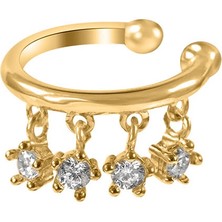 Kuyumcudükkanı Kuyumcudukkaniyeni Trend 4 Zirkon Taşlı Ear Cuff KÜPE-31141-G-W