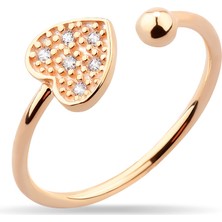 Kuyumcudükkanı Kuyumcudukkani Taşlı Kalp Free Size Yüzük- 10373-R-W