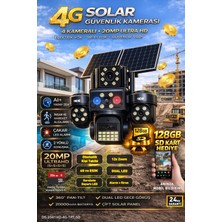 IDS 4 Lens 20MP Ultra Hd Tam Kontrol Sim Kartlı Güneş Enerjili Kamera 12XZOOM Çakar LED Sd Kart Hediye