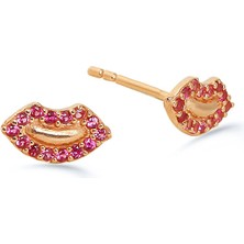 Kuyumcudükkanı Kuyumcudukkani Kırmızı Taşlı Dudak KÜPE-30080-R-RED