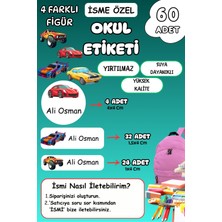 Birikiyedi Okul Etiketi Kalem Defter Etiketi Özel Isim Yazılabilen Etiket 60 Adet Arabalar-2