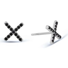 Kuyumcudükkanı Kuyumcudukkani Siyah Zirkon Taşlı"x"trend KÜPE-30085-W-BLK