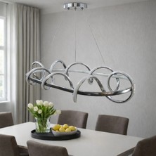 Kafkas Krom Modern Sarkıt Avize – Lineer Tasarım Yemek Masası Avizesi