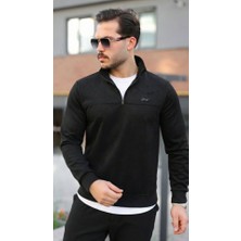 Etiler Collection Erkek Süet Yarım Fermuar Dik Yaka Sweat