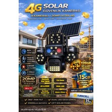 IDS 20MP 4 Lens Sim Kartlı Güneş Enerjili Güvenlik Kamerası 15GB Internet ve 128GB Sd Kart Hediye