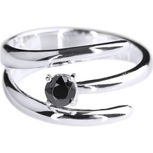 Kuyumcudükkanı Kuyumcudukkani Siyah Taşlı Free Size YÜZÜK-10326-W-BLK