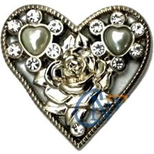 K-Yonlineticaret Eco Lounge Taşlı Kalp Broş, Kutu, Sandık Süsü - Nikel, 10 Adet