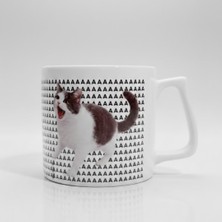 Ivart Aaaaa Bağıran Kedi Baskılı Premium Beyaz Porselen D Kulplu Kupa Bardak-Hediye-Meme-Komik