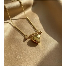 Arsem Modern Tasarım Yatay Bar Detaylı Kalp Kolye