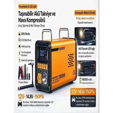 Karahanbey 16.000 Mah 5’ı 1 Arada Akü Takviyeli Şarjlı Hava Pompası Dijital Fener & Hava Üfleme