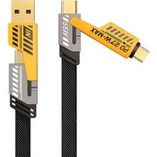 K-Yonlineticaret 4in1 Type-C 65W To Usb-A + Type-C To Lightning 27W Hızlı Şarj Kablosu Siyah