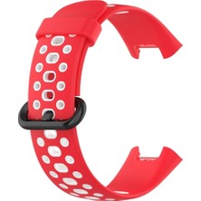 Najmaddin Newface Xiaomi Redmi Watch 2 Spor Delikli Kordon - Kırmızı-Beyaz
