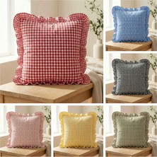 Ayzen Home 4 Adet Zefir Kumastan Fırfırlı Pötikare Kırlent Kılıfı 40X40