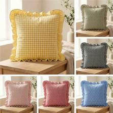 Ayzen Home 4 Adet Zefir Kumastan Fırfırlı Pötikare Kırlent Kılıfı 40X40