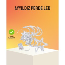 Değirmen Grup Yıldız ve Ay Figürlü Prizli Perde LED Işık Romantik Ortam Aydınlatması - Lisinya