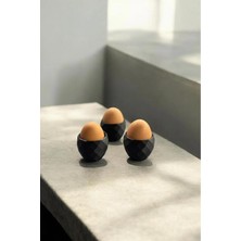 Canerege Modern Desenli 3'lü Siyah Plastik Yumurtalık Seti, Şık ve Kullanışlı.