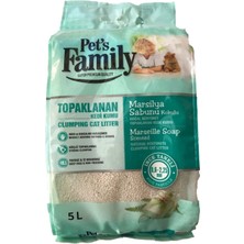 Pet's Family Pets Family Topaklanan Marsilya Sabunu Kokulu Doğal Bentonit Ince Taneli Kedi Kumu 5 Lt