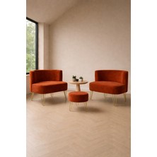 Ay Concept Elegance 2'li Çay Seti Berjer ve Puf Takımı Kiremit