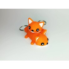 Canerege Hareketli Tilki Anahtarlık Eklem Figür Oyuncak Turuncu 2'li Set