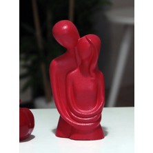 Canerege Sarılan Çift Biblo 19 cm Kırmızı