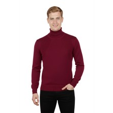 Rizzup Bordo Slim Fit Tam Boğazlı Balıkçı Yaka Erkek Triko Kazak - Şık & Modern 2505495
