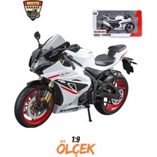 MotoGarage Suzuki GSX-R1000 Işıklı & Beyaz 1:9 Ölçek (24) Diecast Metal Motosiklet Model - Işıklı Model