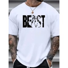 Etiler Collection Baskılı Oversize Bisiklet Yaka T-Shirt - Beyaz