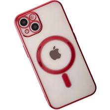 AyrStore Newface Iphone 14 Kılıf Magneticsafe Lazer Silikon - Kırmızı