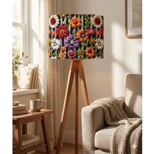 Papatya Çiçekleri Desenli Kumaş Lambader Başlığı ( Sadece Başlık )