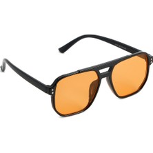 Tyn Store Bolt Unisex Siyah Çerçeve Turuncu Cam Kare Güneş Gözlüğü – UV400