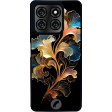 Scaleta Case Reeder S71 Uyumlu Yaldız Çiçek Tasarımlı Glossy Mat Siyah Silikon Telefon Kılıfı