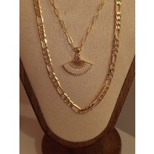 Mimoza Accessories Kadın Altın Renk Çelik Zincir Kolye Kombini