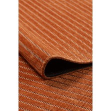 Elvey Home Kiremit-Turuncu Şönil Kilim Pamuk Yıkanabilir Kaymaz Taban Oturma Odası Salon Mutfak Halı Yolluk