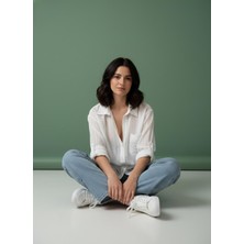 Asl Woman Kadın Beyaz Oversize Tek Cepli Transparan Dokulu Gömlek – Rahat Kesim Basic Şık Gömlek