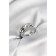 Inure Jewelry Gümüş Renk Zirkon Taşlı Vintage Kadın Yüzük