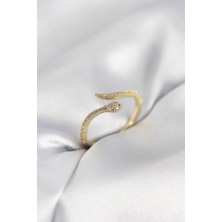 Inure Jewelry Gold Renk Yılan Model Zirkon Taşlı Kadın Yüzük
