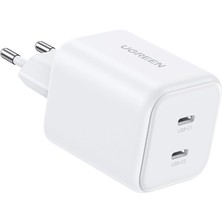 Ugreen 45W Gan Hızlı Şarj Cihazı Type-C Qc Pd 2xusb-C, Beyaz