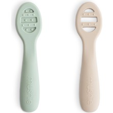 Mushie Ilk Beslenme Kaşık Seti - Cambridge Blue/shifting Sand