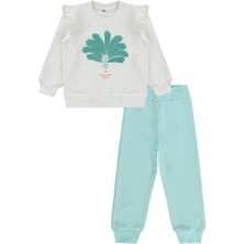 Civil Girls Tavus Kuşu Naskışlı 2-5 Yaş Eşofman Takımı - Ekru 5-6 Yaş